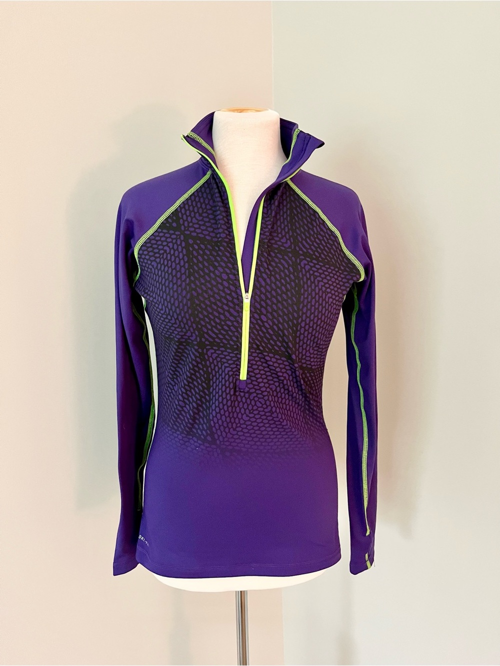 Nike Pro Purple Long-Sleeve Half-Zip Performance Top, M
